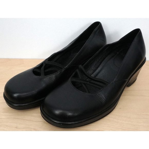 DANSKO Black Leather Slip On Clogs Heels Shoes Size 40 US 9.5 10 - Picture 4 of 9